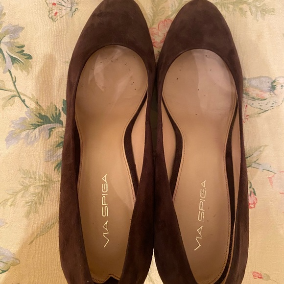 Via Spiga Brown Suede Wedges - Picture 2 of 6